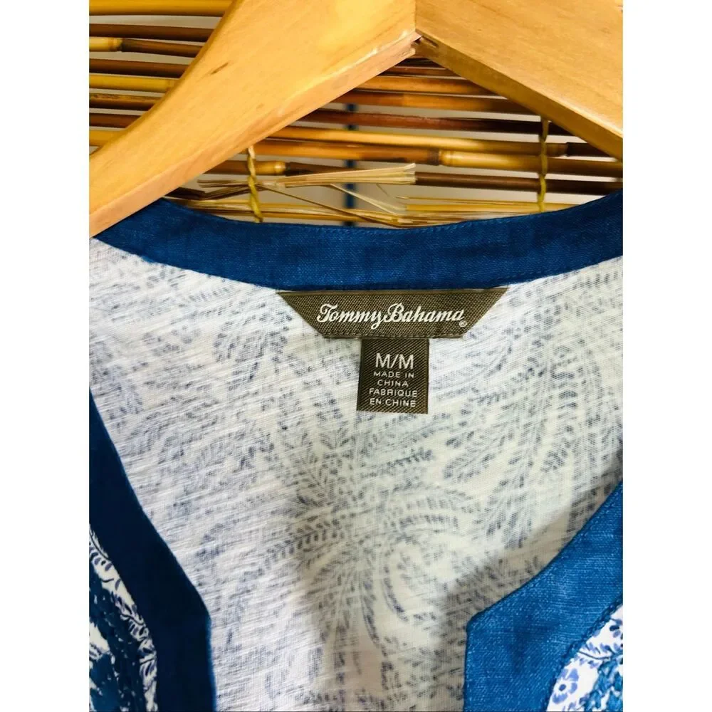 Tommy Bahama Medium Swing Summer Tank Dress Floral Hawaiian Blue - Picture 3 of 6